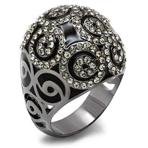 Alamode TIN Cobalt Black Brass Ring with Top Grade Crystal in Black Diamond - Alamode - Flyclothing LLC