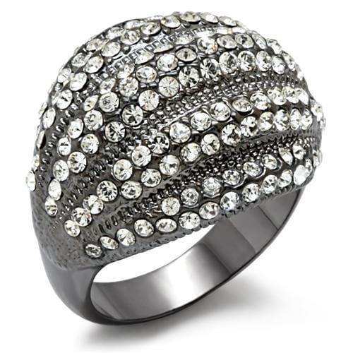 Alamode TIN Cobalt Black Brass Ring with Top Grade Crystal in Clear - Alamode - Flyclothing LLC