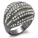 Alamode TIN Cobalt Black Brass Ring with Top Grade Crystal in Clear - Alamode - Flyclothing LLC