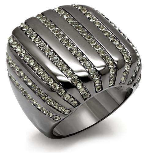 Alamode TIN Cobalt Black Brass Ring with Top Grade Crystal in Black Diamond - Alamode - Flyclothing LLC