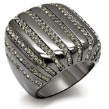 Alamode TIN Cobalt Black Brass Ring with Top Grade Crystal in Black Diamond - Alamode - Flyclothing LLC