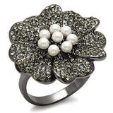 Alamode TIN Cobalt Black Brass Ring with Synthetic Pearl in White - Alamode - Flyclothing LLC