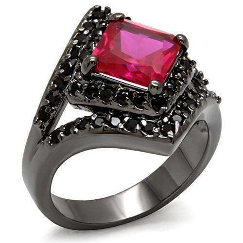 Alamode TIN Cobalt Black Brass Ring with AAA Grade CZ in Ruby - Alamode - Flyclothing LLC