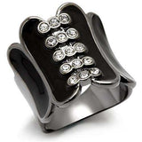 Alamode TIN Cobalt Black Brass Ring with Top Grade Crystal in Clear - Alamode - Flyclothing LLC