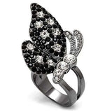 Alamode TIN Cobalt Black Brass Ring with Top Grade Crystal in Multi Color - Alamode - Flyclothing LLC