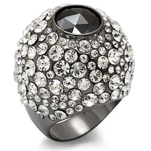 Alamode TIN Cobalt Black Brass Ring with AAA Grade CZ in Black Diamond - Alamode - Flyclothing LLC