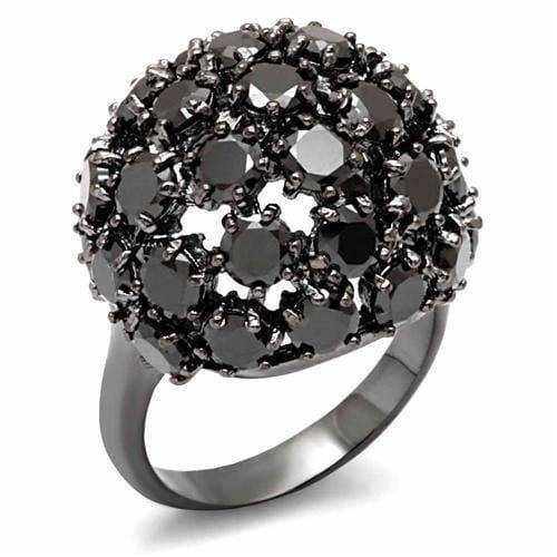 Alamode TIN Cobalt Black Brass Ring with AAA Grade CZ in Jet - Alamode - Flyclothing LLC