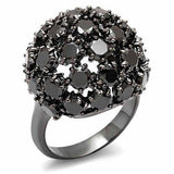 Alamode TIN Cobalt Black Brass Ring with AAA Grade CZ in Jet - Alamode - Flyclothing LLC