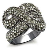 Alamode TIN Cobalt Black Brass Ring with Top Grade Crystal in Black Diamond - Alamode - Flyclothing LLC