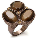 Alamode Chocolate Gold Brass Ring with Top Grade Crystal in Brown - Alamode - Flyclothing LLC