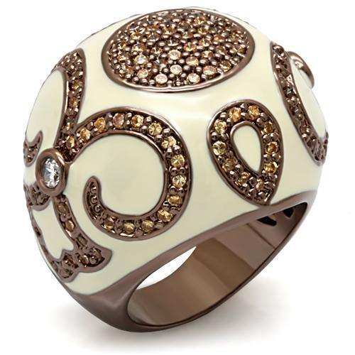 Alamode Chocolate Gold Brass Ring with AAA Grade CZ in Champagne - Alamode - Flyclothing LLC