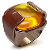 Alamode Chocolate Gold Brass Ring with AAA Grade CZ in Topaz - Alamode - Flyclothing LLC