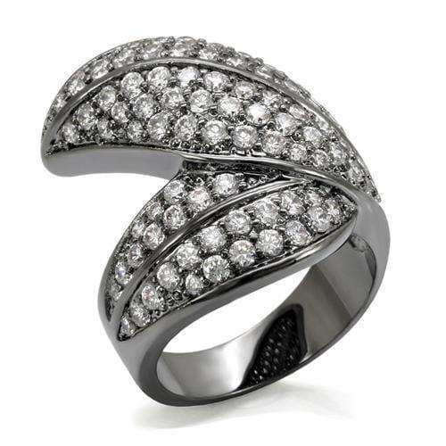 Alamode TIN Cobalt Black Brass Ring with AAA Grade CZ in Clear - Alamode - Flyclothing LLC