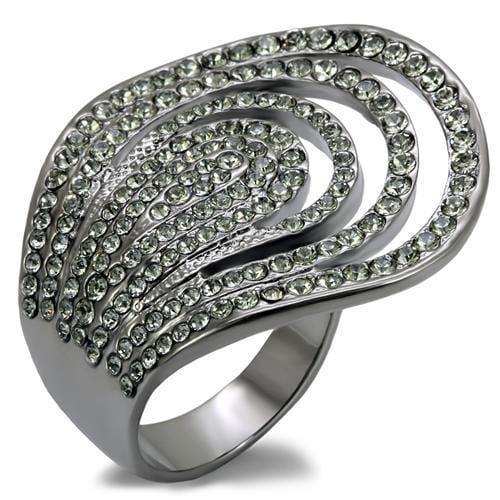Alamode TIN Cobalt Black Brass Ring with Top Grade Crystal in Black Diamond - Alamode - Flyclothing LLC