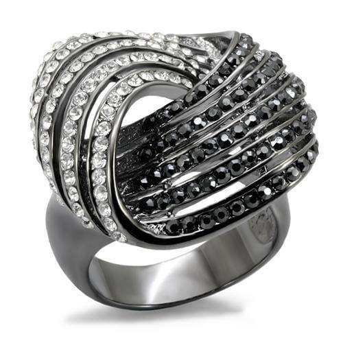 Alamode TIN Cobalt Black Brass Ring with Top Grade Crystal in Jet - Alamode - Flyclothing LLC