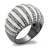 Alamode TIN Cobalt Black Brass Ring with Top Grade Crystal in Clear - Alamode - Flyclothing LLC