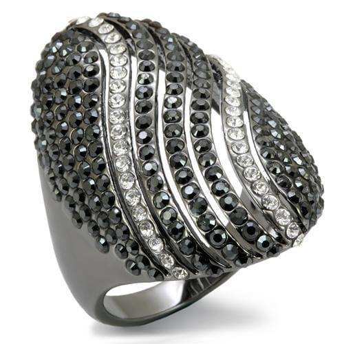 Alamode TIN Cobalt Black Brass Ring with Top Grade Crystal in Jet - Alamode - Flyclothing LLC