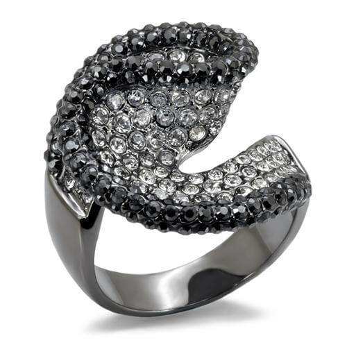 Alamode TIN Cobalt Black Brass Ring with Top Grade Crystal in Jet - Alamode - Flyclothing LLC