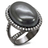 Alamode TIN Cobalt Black Brass Ring with Semi-Precious Hematite in Jet - Alamode - Flyclothing LLC
