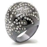 Alamode TIN Cobalt Black Brass Ring with Top Grade Crystal in Clear - Alamode - Flyclothing LLC