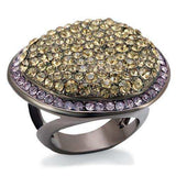 Alamode Chocolate Gold Brass Ring with Top Grade Crystal in Multi Color - Alamode - Flyclothing LLC