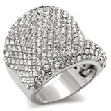 Alamode Rhodium Brass Ring with Top Grade Crystal in Clear - Alamode - Flyclothing LLC