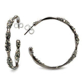 Alamode Ruthenium Brass Earrings with Top Grade Crystal in Black Diamond - Alamode - Flyclothing LLC