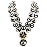 Alamode Gold Brass Necklace with Synthetic Synthetic Stone in Jet - Alamode - Flyclothing LLC