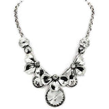 Alamode Antique Silver White Metal Necklace with Top Grade Crystal in Jet - Alamode - Flyclothing LLC