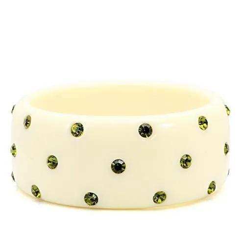 Alamode Resin Bangle with Top Grade Crystal in Olivine color - Alamode - Flyclothing LLC