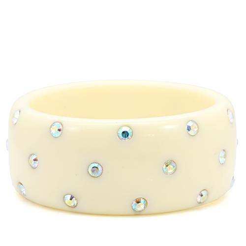 Alamode Resin Bangle with Top Grade Crystal in Aurora Borealis (Rainbow Effect) - Alamode - Flyclothing LLC