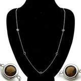Alamode Imitation Rhodium Brass Necklace with Synthetic Synthetic Glass in Brown - Alamode - Flyclothing LLC