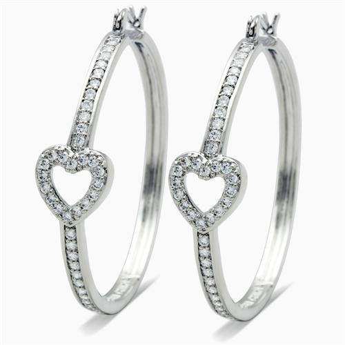 Alamode Rhodium Brass Earrings with AAA Grade CZ in Clear - Alamode - Flyclothing LLC