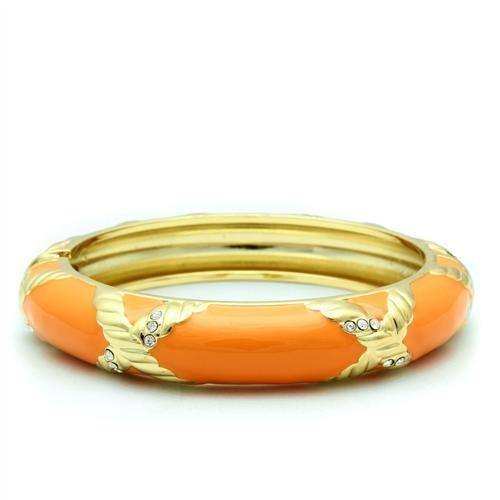 Alamode Gold White Metal Bangle with Top Grade Crystal in Clear - Alamode - Flyclothing LLC