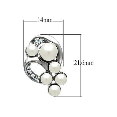 Alamode Rhodium White Metal Earrings with Synthetic Pearl in White - Alamode - Flyclothing LLC