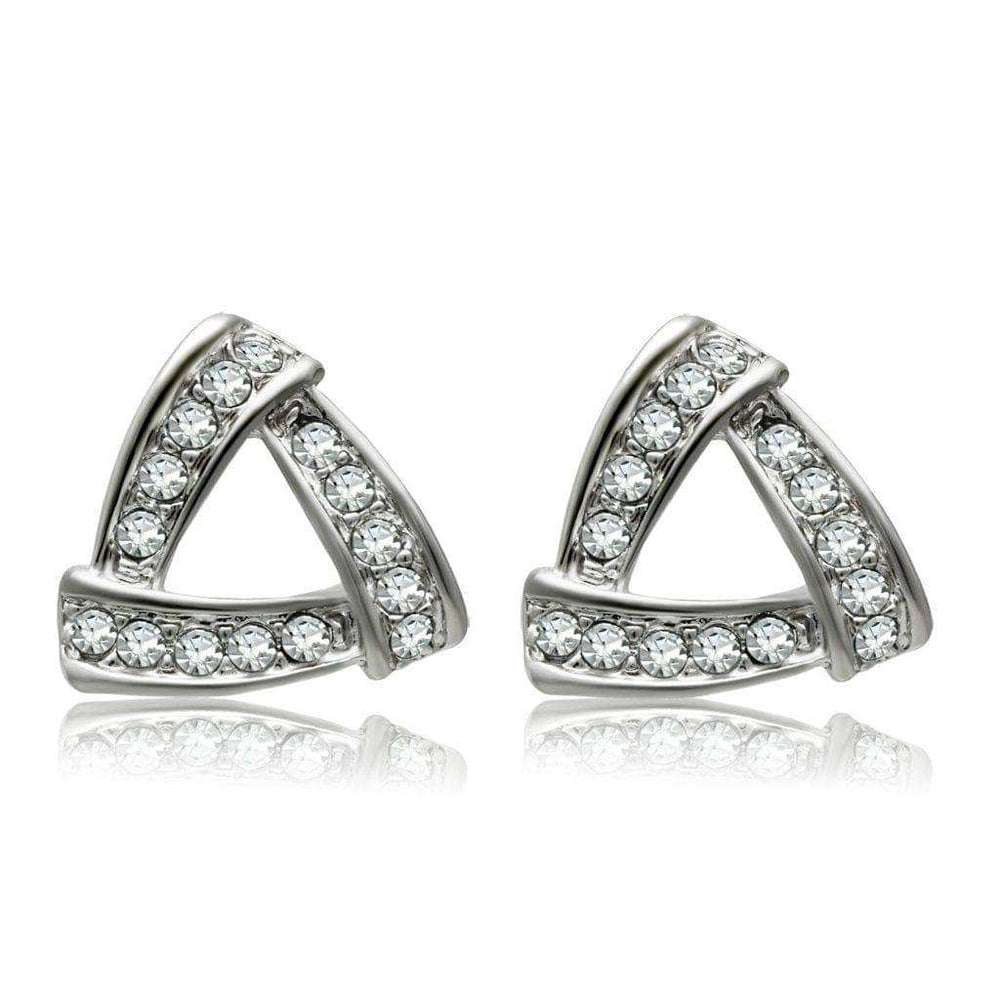 Alamode Rhodium White Metal Earrings with Top Grade Crystal in Clear - Alamode - Flyclothing LLC