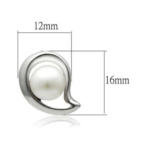 Alamode Rhodium White Metal Earrings with Synthetic Pearl in White - Alamode - Flyclothing LLC