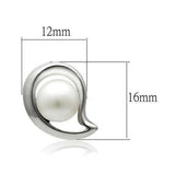Alamode Rhodium White Metal Earrings with Synthetic Pearl in White - Alamode - Flyclothing LLC