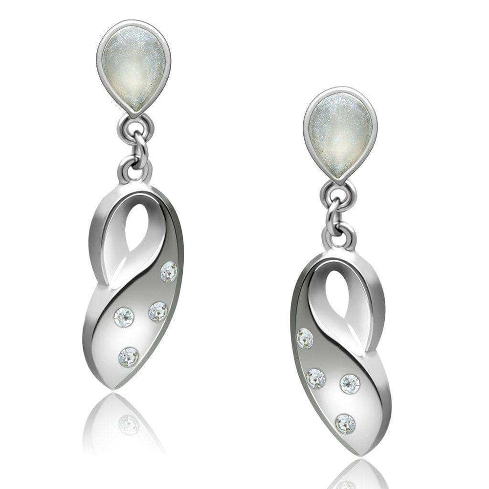 Alamode Rhodium White Metal Earrings with Top Grade Crystal in Clear - Alamode - Flyclothing LLC
