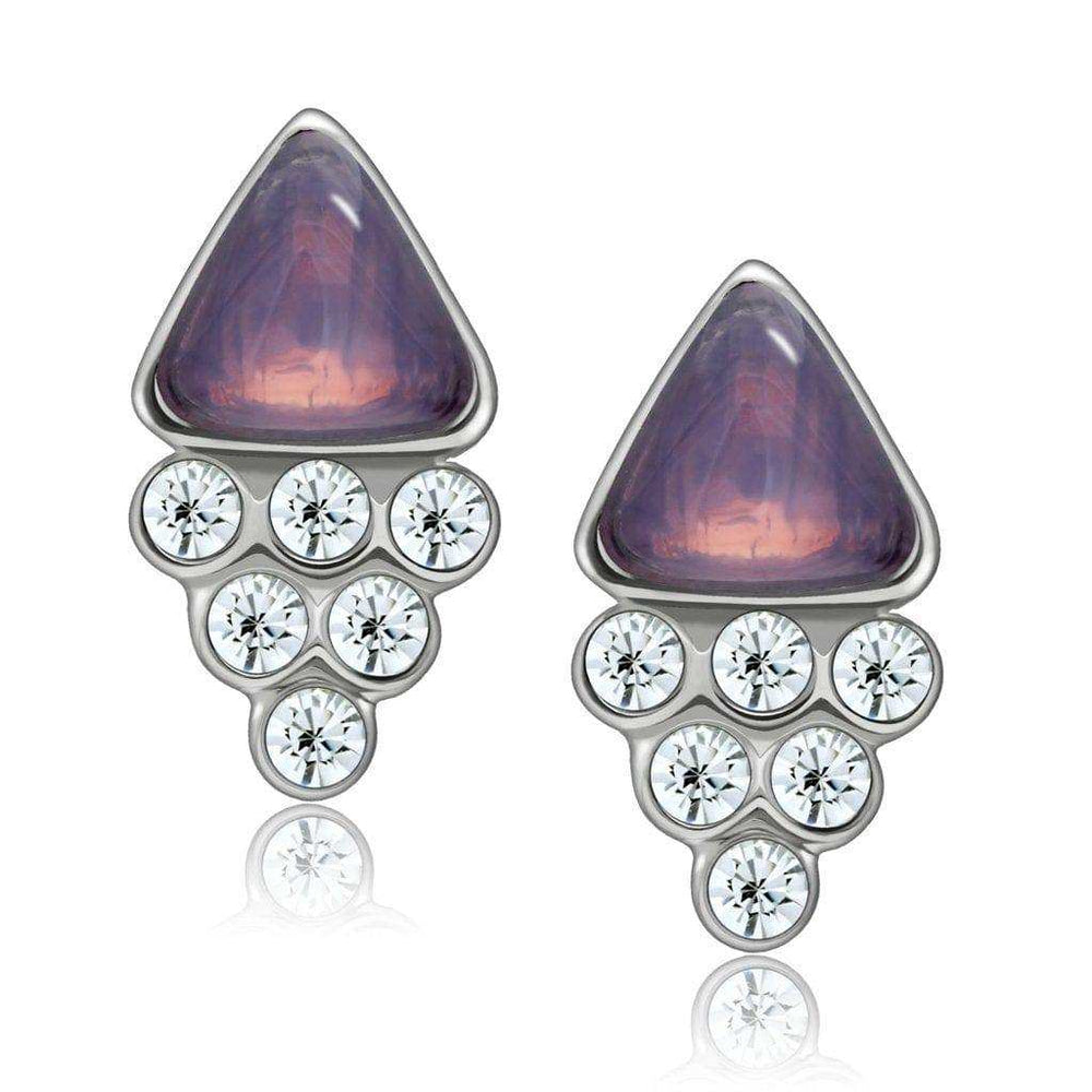 Alamode Rhodium White Metal Earrings with Top Grade Crystal in Clear - Alamode - Flyclothing LLC