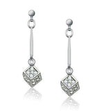 Alamode Rhodium White Metal Earrings with Top Grade Crystal in Clear - Alamode - Flyclothing LLC