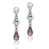 Alamode Rhodium White Metal Earrings with Top Grade Crystal in Clear - Alamode - Flyclothing LLC