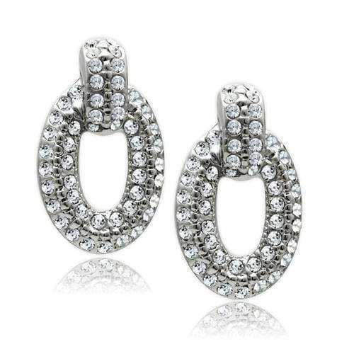 Alamode Rhodium White Metal Earrings with Top Grade Crystal in Clear - Alamode - Flyclothing LLC