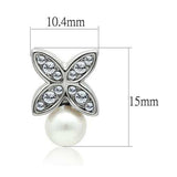 Alamode Rhodium White Metal Earrings with Synthetic Pearl in White - Alamode - Flyclothing LLC