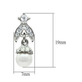 Alamode Rhodium White Metal Earrings with Synthetic Pearl in White - Alamode - Flyclothing LLC