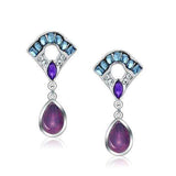 Alamode Rhodium White Metal Earrings with Top Grade Crystal in Multi Color - Alamode - Flyclothing LLC