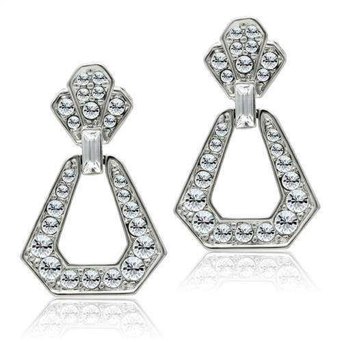 Alamode Rhodium White Metal Earrings with Top Grade Crystal in Clear - Alamode - Flyclothing LLC