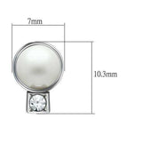 Alamode Rhodium White Metal Earrings with Synthetic Pearl in White - Alamode - Flyclothing LLC