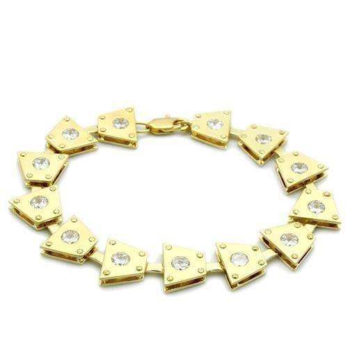 Alamode Matte Gold & Gold Brass Bracelet with AAA Grade CZ in Clear - Alamode - Flyclothing LLC