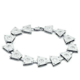 Alamode Matte Rhodium & Rhodium Brass Bracelet with AAA Grade CZ in Clear - Alamode - Flyclothing LLC